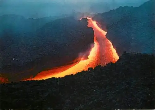 Postcard Italy Etna eruption 1971