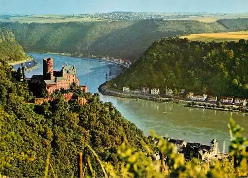 Postcard Germany Burg Katz mit Blick zur Loreley