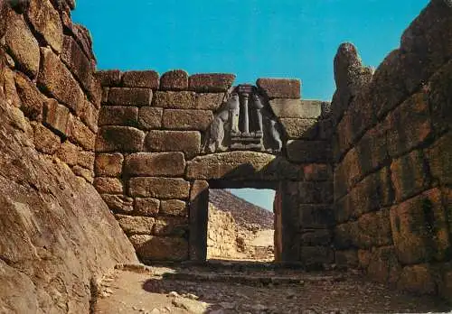 Postcard Greece Mycenae the gate of lions