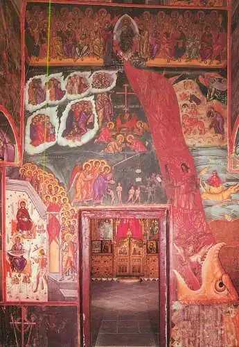 Postcard Greece Meteora St. Varlaam cloister the last judgement