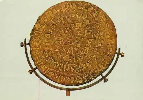 Postcard Greece Heraclion the hieroglyphical disc of Phaestos