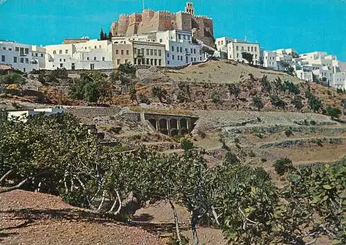 Postcard Greece Patmos Chora monastery of Haghios Ioannis Theologos