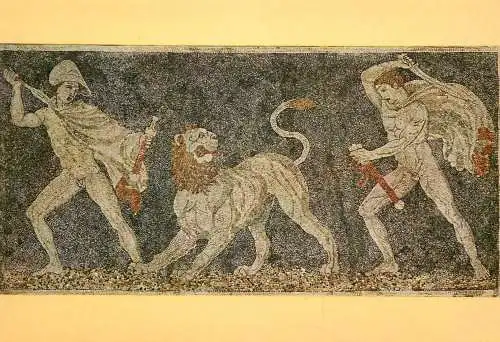 Postcard Greece Pella Antica mosaico dagli scavi