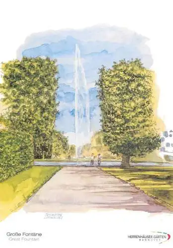 Postcard Germany Hannover Herrenhauser garten grosse fontane