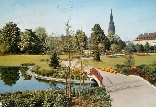Postcard Germany Freiburg im Breisgau Stadtgarten