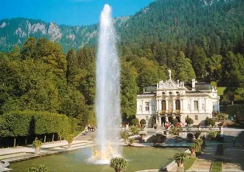 Postcard Germany Konigsschloss Linderhof and fountain