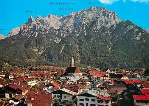 Postcard Germany Mittenwald gegen Karwendelgebirge