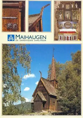 Postcard Norway Garmokyrka Lasbeslag pa sakristidor Drakehode Altaravle