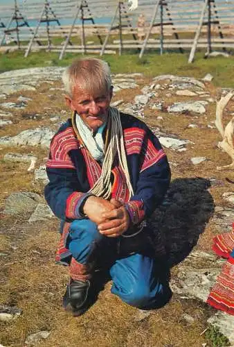 Postcard Norway a lapp with Llasso 1976