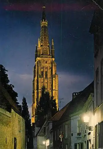 Postcard Belgium Brugge tour de l'eglise Notre Dame