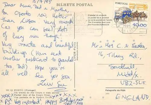 Postcard Portugal Porto Rio Duro