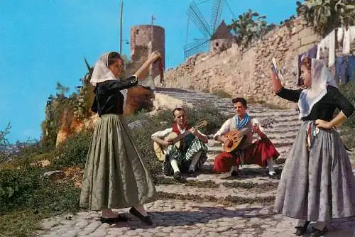 Postcard Spain > Islas Baleares > Palma de Mallorca traditional costumes windmill