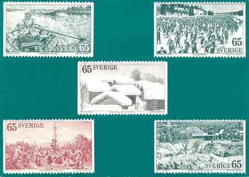 Postcard Sweden Dalarna I Dalom stamps