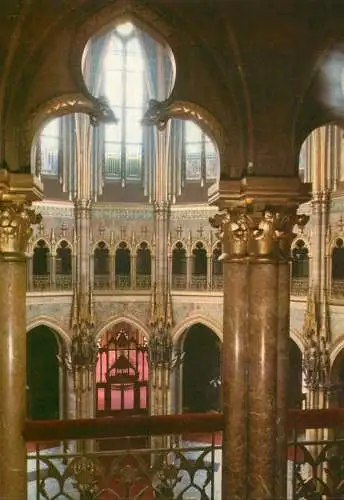 Postcard Hungary Budapest Parliament hall under the dome
