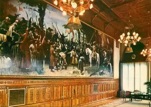 Postcard Hungary Budapest Parliament reception room