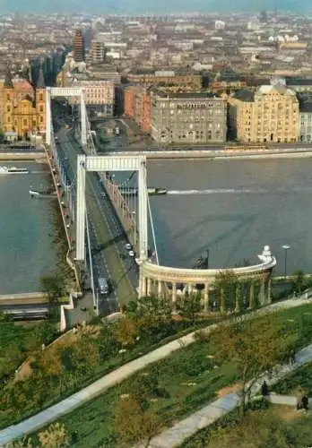 Postcard Hungary Budapest Danube from Gellert Mount
