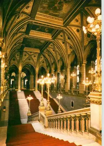Postcard Hungary Budapest Parliament the Gala Stairhall