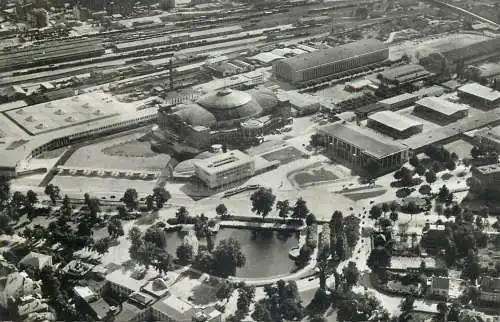 Germany Hesse Frankfurt a. Main Festhalle mit Messegelande aerial