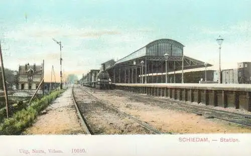 Schiedam railway station vintage postcard