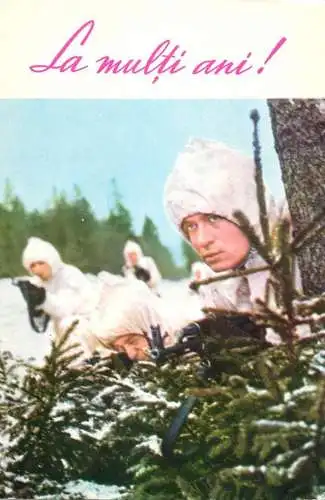 Postcard Romania military card Happy new Year and AK47