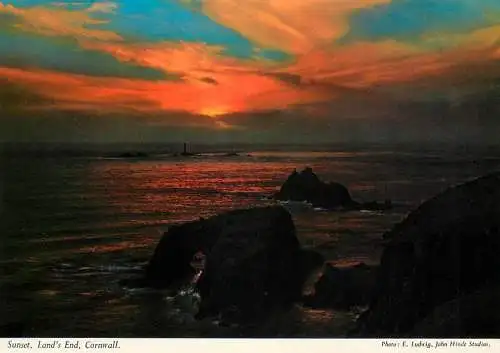 Postcard United Kingdom England Cornwall Land's End sunset