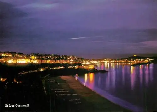 Postcard United Kingdom England Cornwall St Ives night scene