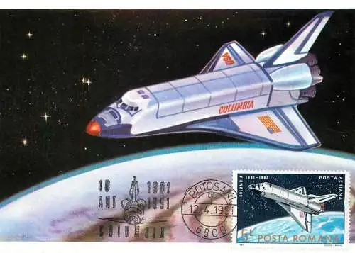 Postcard space ship Columbia USS