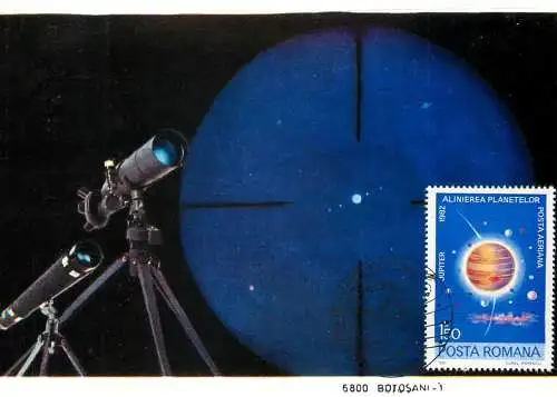 Postcard astronomy Saturn, Mars and Jupiter allignement