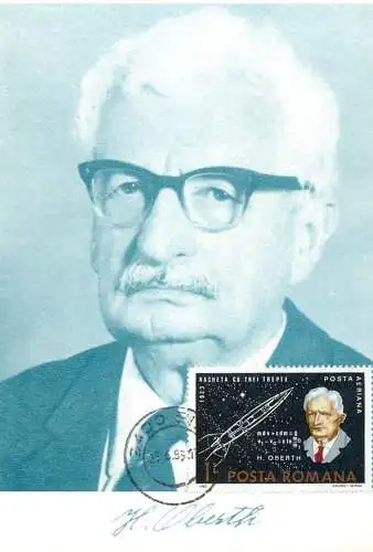 Postcard Romania Herman Oberth fizician german 1983