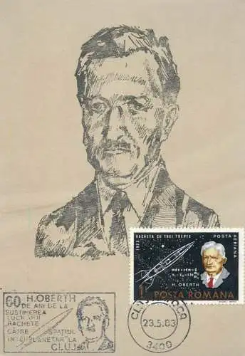 Postcard Romania Hermann Oberth 1983 Universitatea Cluj 1923