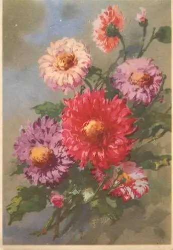 Postcard painting of flowers 1942