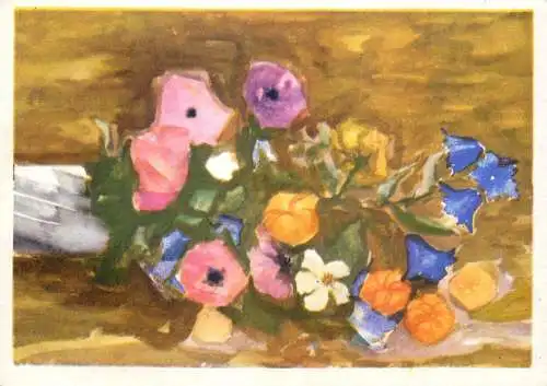 Postcard flowers painting Eugeniusz Stec