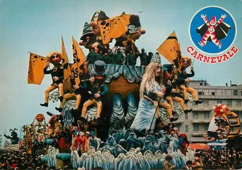 Postcard Italy Toscana Viareggio carnevale spettacolo con Sbandieratori