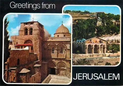 Postcard Israel Jerusalem monuments