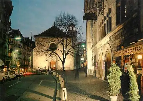 Postcard Switzerland GE Geneva Genève place et eglise de la Madeleine