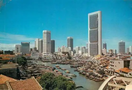 Postcard China Singapore river and commercial centre