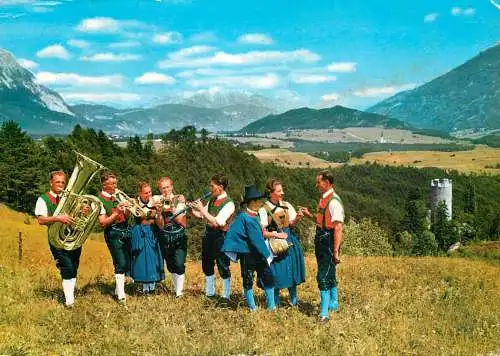 Postcard traditional costumes Trachtengruppe aus Obsteig Tirol Austria