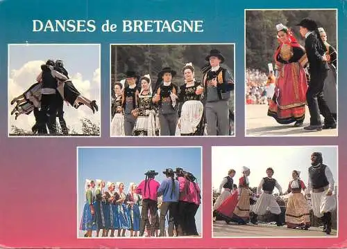 Postcard France danses de Bretagne traditional costumes and dance