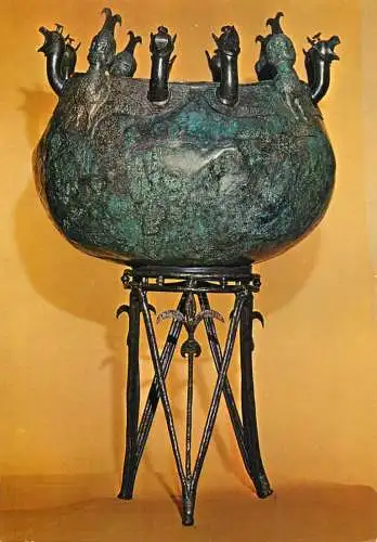 Postcard Cyprus national museum bronze cauldron from Salamis
