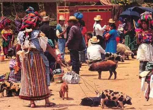 Postcard Guatemala Mercado de San Francisco el Alto