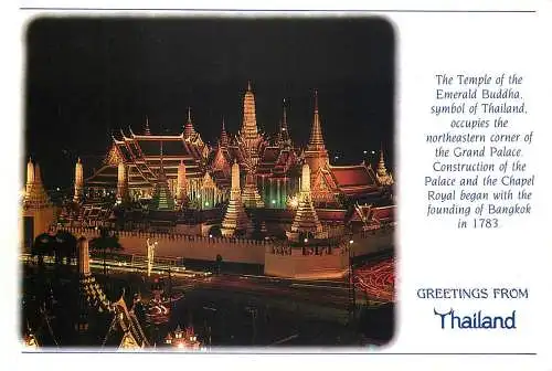 Postcard Thailand temple of Emerald Biddha