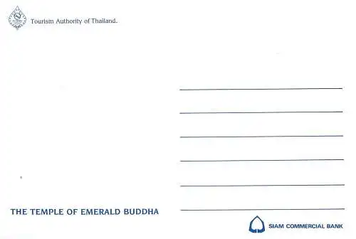 Postcard Thailand temple of Emerald Biddha