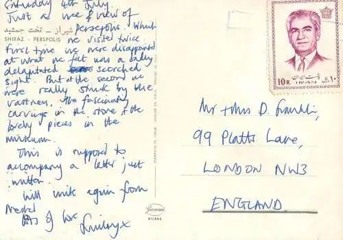 Postcard Iran Shiraz Perspolis