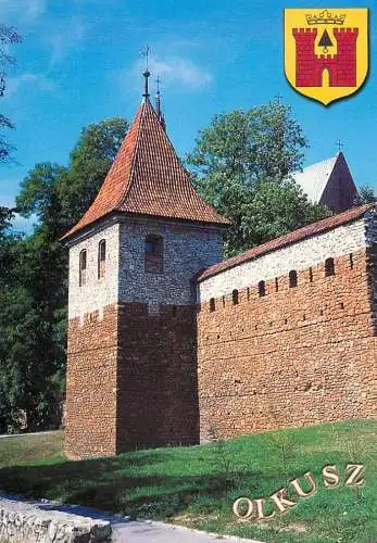 Postcard Olkusz Poland citadel walls and tower