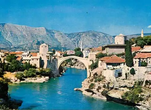 Postcard Bosnia and Herzegovina Mostar old turkish bridge