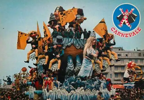 Postcard Italy Viareggio carnevale Spettacolo con Sbandieratori