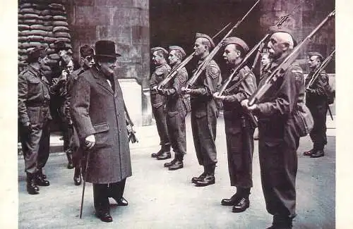 Nostalgia Postcard Winston Churchill reviewing the troops