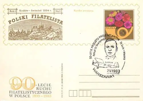 Postal services stationery postcard Poland Polski filatelista 1983 aeroplane