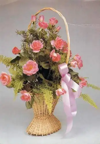 Holiday postcard flower arrangement roses