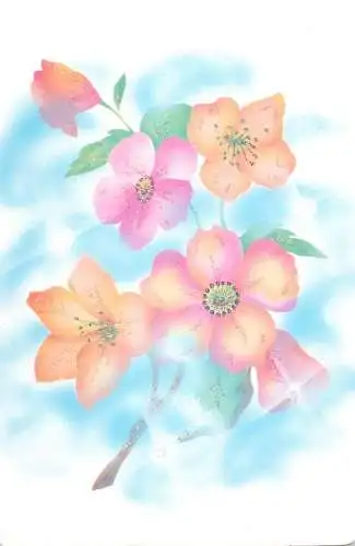Holiday postcard flower embossed Hungary